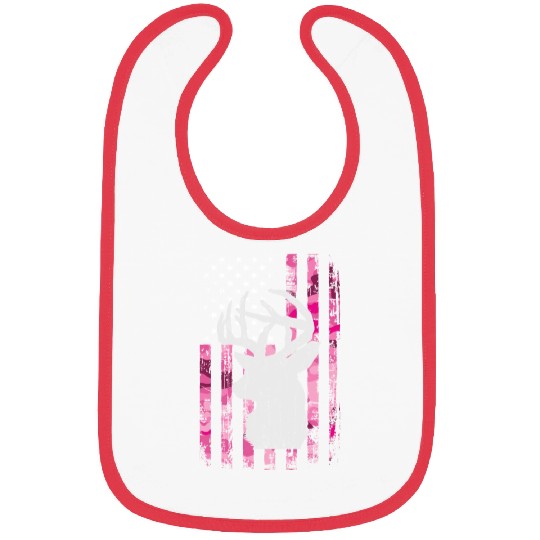 Deer Hunting Camo Pink Camouflage American Flag Bibs