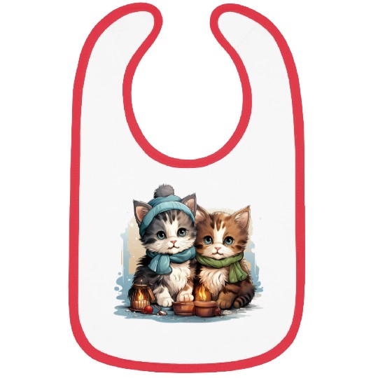 chubby kittens in Christmas stockings hanging Bibs