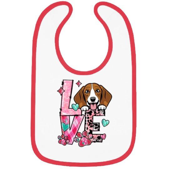 Beagle Dog I Love My Dog Valentines Day Bibs