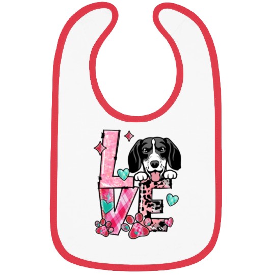 English Pointer I Love My Dog Valentines Day Bibs