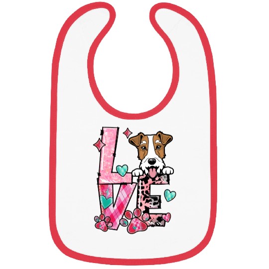 Fox Terrier Dog I Love My Dog Valentines Day Bibs