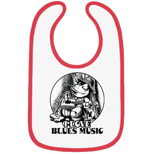 Delta Blues Frog With Guitar I Love Blues Music Bibs