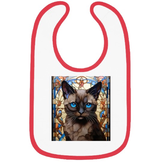 Siamese kitten in stained glass Bibs