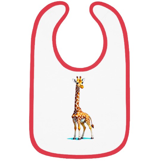 A Cartoonish Giraffe in a Playful Pose Bibs