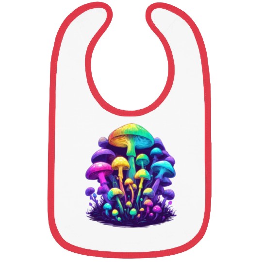 Psychedelic Colorful Mushroom Bibs