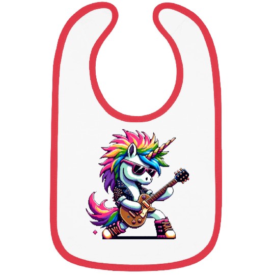 Pixel Punk Rock Unicorn Bibs