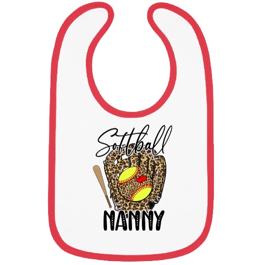 Softball Nanny Leopard Game Day Softball Lover Bibs