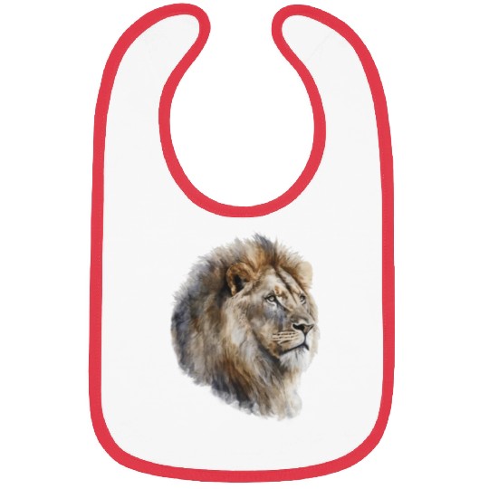 Watercolor Painting Portrait of a Lion Bibs