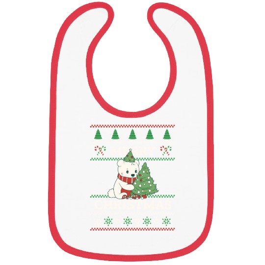 Polar Bear Sweater Ugly Christmas Bibs