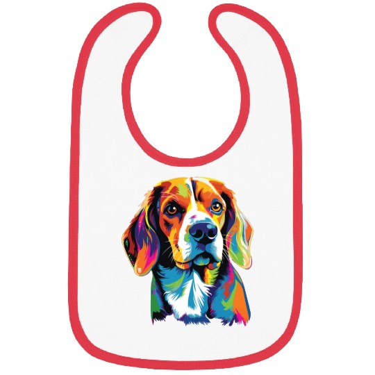 Watercolor Colorful Beagle Bibs