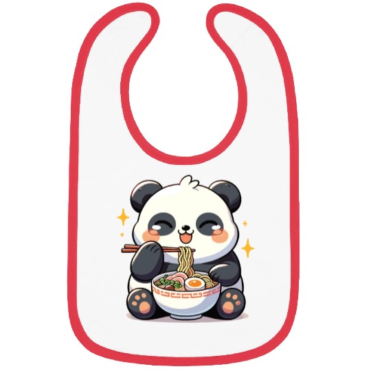 Cute Panda Eats Ramen Noodles Pandas Ramen Bibs