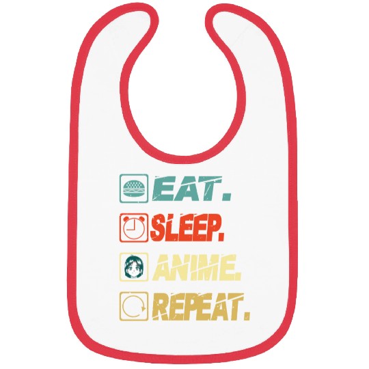 Eat Sleep Anime Repeat Ramen Kawaii Japanese Manga Bibs