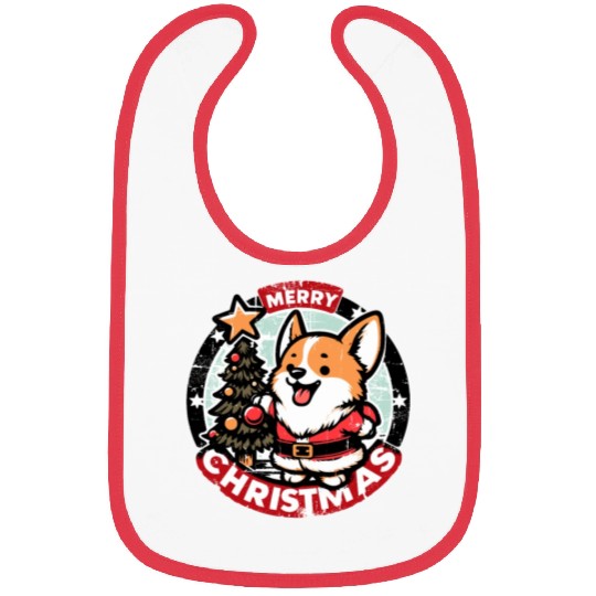 Retro Christmas Corgi Gifts For Dog Lovers Bibs