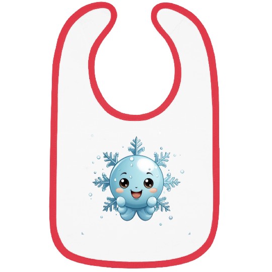 A cute kawaii style snowflake with a smiling face Bibs
