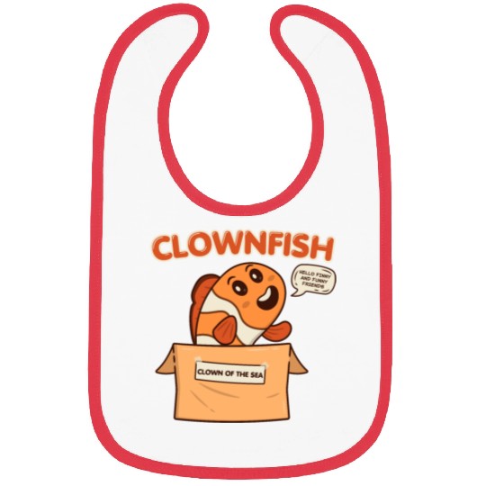 Clownfish Clown Of Sea Funny Fish Cute Coral Reef Bibs