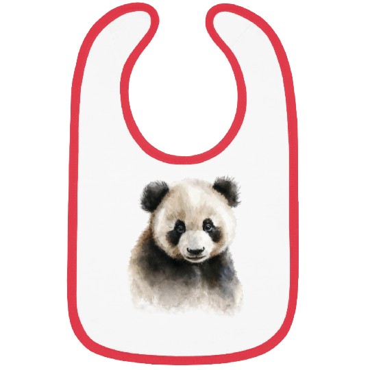 Panda Cute Bear Watercolor Painting Portrait Bibs