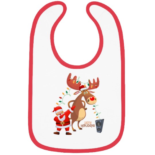 Christmas Lights Dabbing Santa Dancing Rudolph Bibs