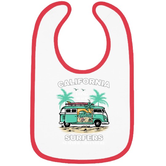 Men's And Women's California Long Beach Print Bibs