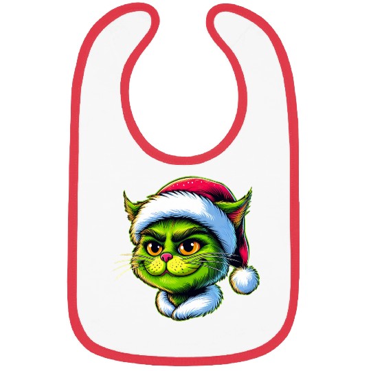 Cute Cat as Santa on Christmas Bibs