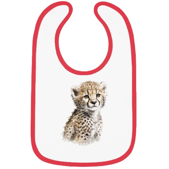 Baby Cheetah Cute Watercolor Painting Portrait Bibs