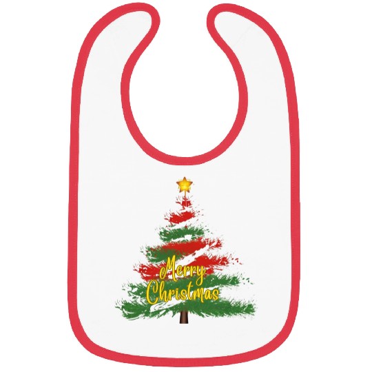Watercolor Christmas Tree Bibs