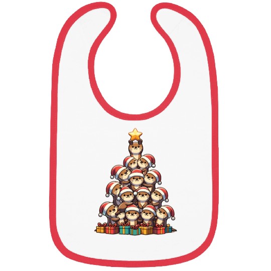 Otter Christmas Tree Merry Christmas Bibs