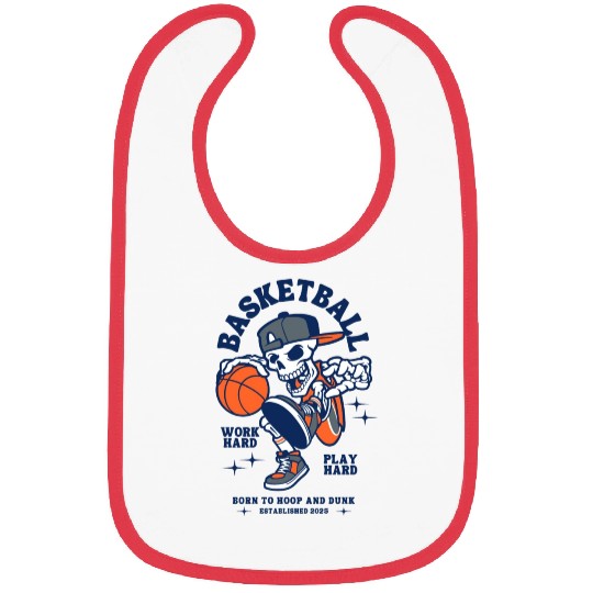 Navy and Orange Illustration Skull Basketball Bibs