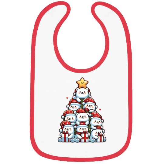 Polar Bear Christmas Tree Merry Christmas Bibs