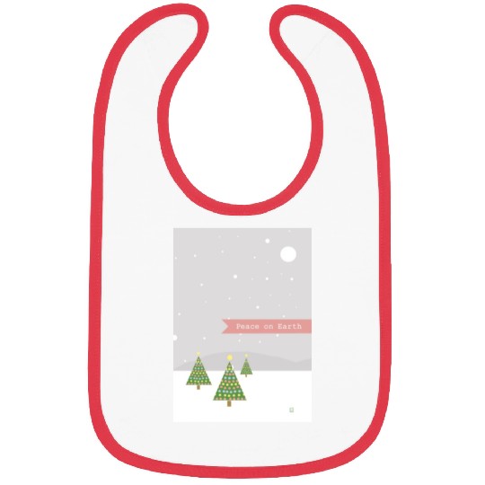 Peace On Earth Christmas Trees Falling Snow Winter Bibs