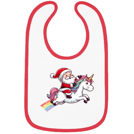 Santa Riding Unicorn Bibs