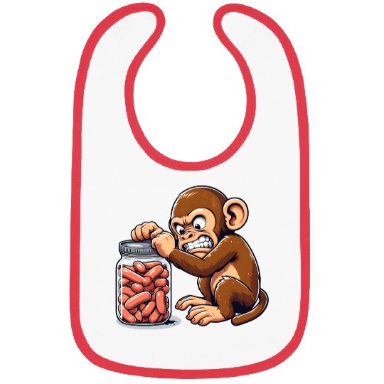 Angry monkey, locked glass Bibs