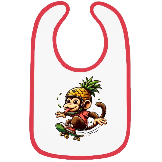 skateboarding monkey with pineapple helmet Bibs