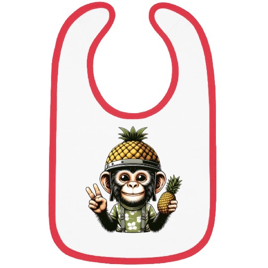 Friendly monkey in pineapple helmet Bibs