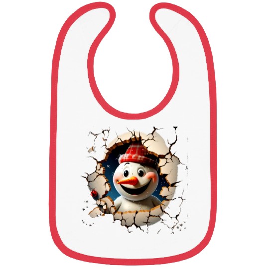 3D Peeking Christmas Snowman Bibs