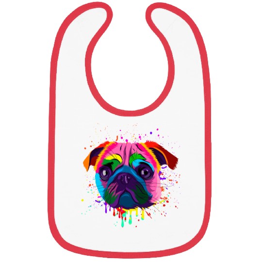 Colorful Pug Head Bibs