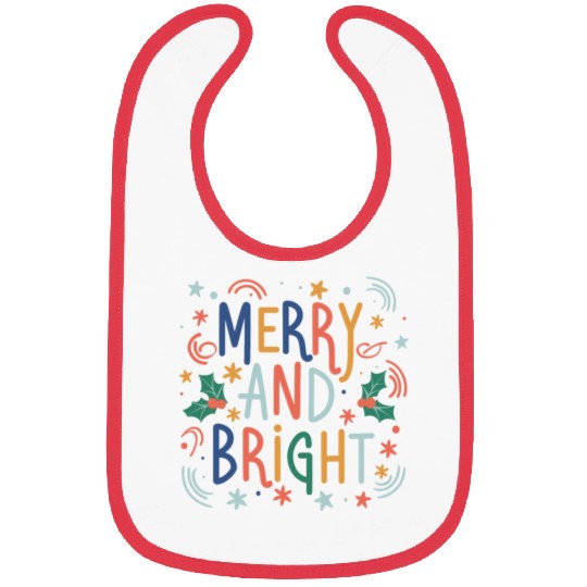 Merry and Bright Colorful Pastel Christmas Design Bibs