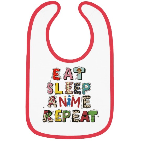 Eat Sleep Anime repeat Bibs
