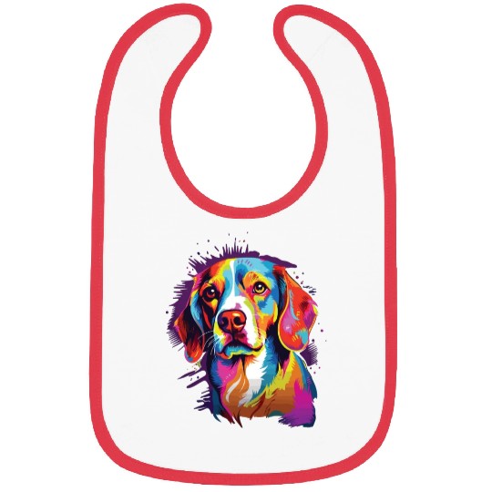 Watercolor Colorful Beagle Bibs