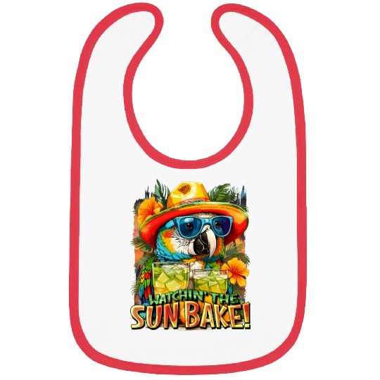 Watching The Sun Bake Sunbaking Tropical Parrot Bibs
