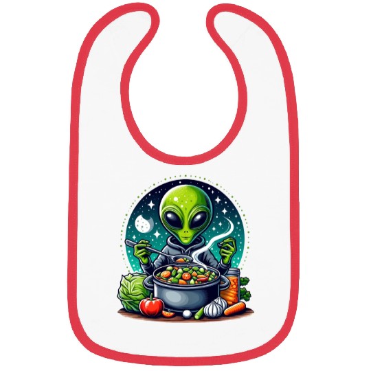 Alien chef cooks vegetable soup Bibs