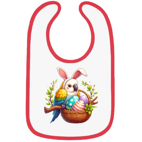 Easter parrot with bunny ears Easter eggs Bibs