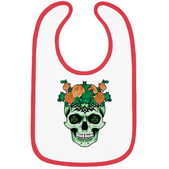 Day Of Dead Muertos Shamrock Saint Patrick's Day Bibs