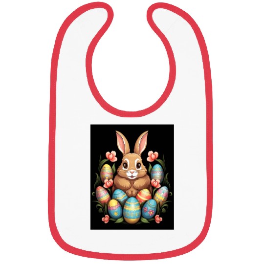 Easter Bunny Rabbit Colorful Eggs Easter Egg Hunt Bibs