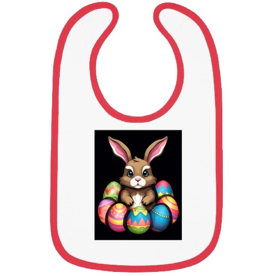 Easter Bunny Rabbit Colorful Eggs Easter Egg Hunt Bibs