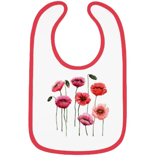 Poppies, spring bloomers, summer, flower, vintage. Bibs