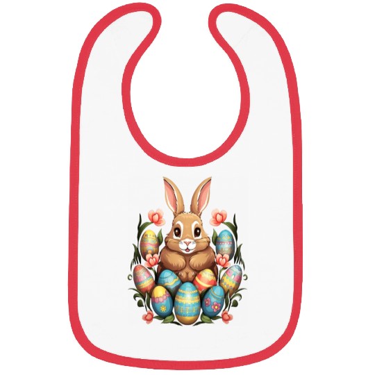 Easter Bunny Rabbit Colorful Eggs Easter Egg Hunt Bibs