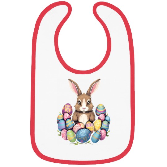 Easter Bunny Rabbit Colorful Eggs Easter Egg Hunt Bibs