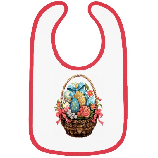 Easter Day Easter Basket Colorful Eggs Flowers Bibs