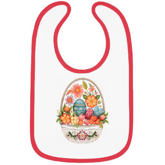 Easter Day Easter Egg Basket Spring Flowers Bibs