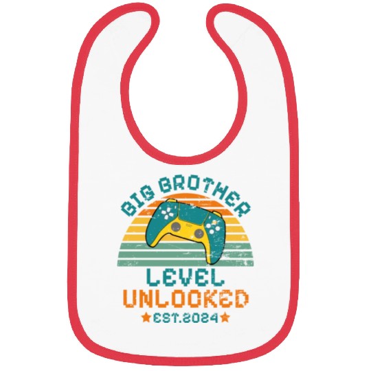 Level Unlocked Vintage Retro Gamer Big Brother Bibs